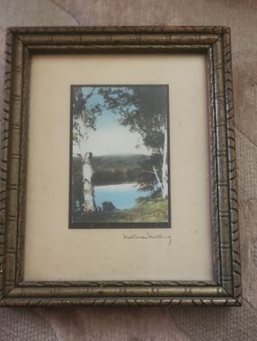 Wallace Nutting Signed Handcolorized Landscape In Picture Frame 100+ Years Old